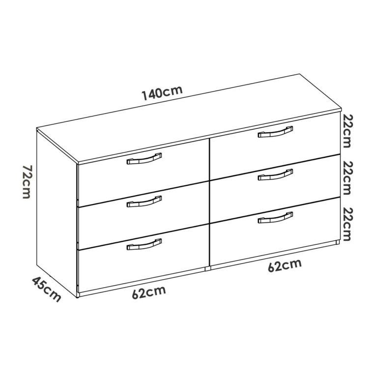 Cassettiera 6 cassetti rovere 140x72h cm - Arpel