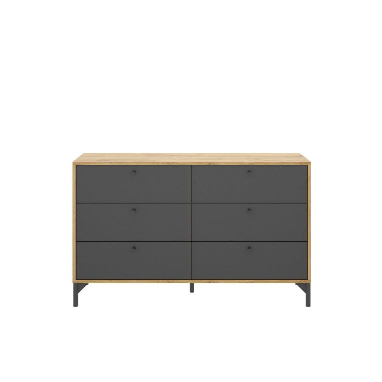 Cassettiera 6 cassetti rovere e antracite 120x82h cm - Esculapio