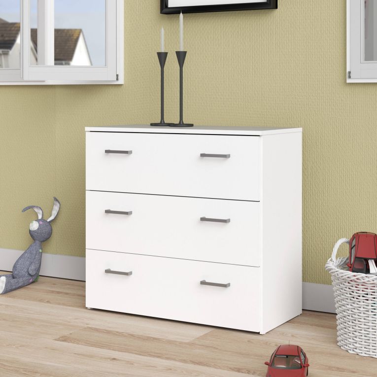 Cassettiera Addie, Settimino multiuso, Comò camera da letto, Mobile con cassetti, 74x36 h70 cm, Bianco