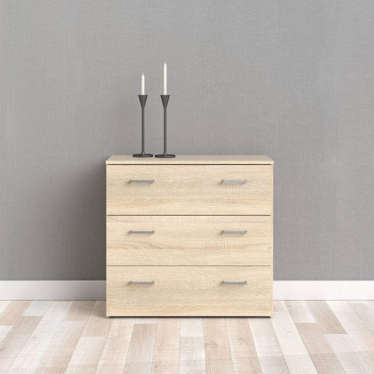 Cassettiera Addie, Settimino multiuso, Comò camera da letto, Mobile con cassetti, 74x36 h70 cm, Quercia