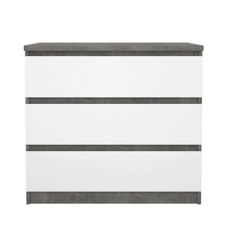 Cassettiera Aglae, Settimino multiuso, Comò camera da letto, Mobile con cassetti, 50x77 h70 cm, Cemento e Bianco