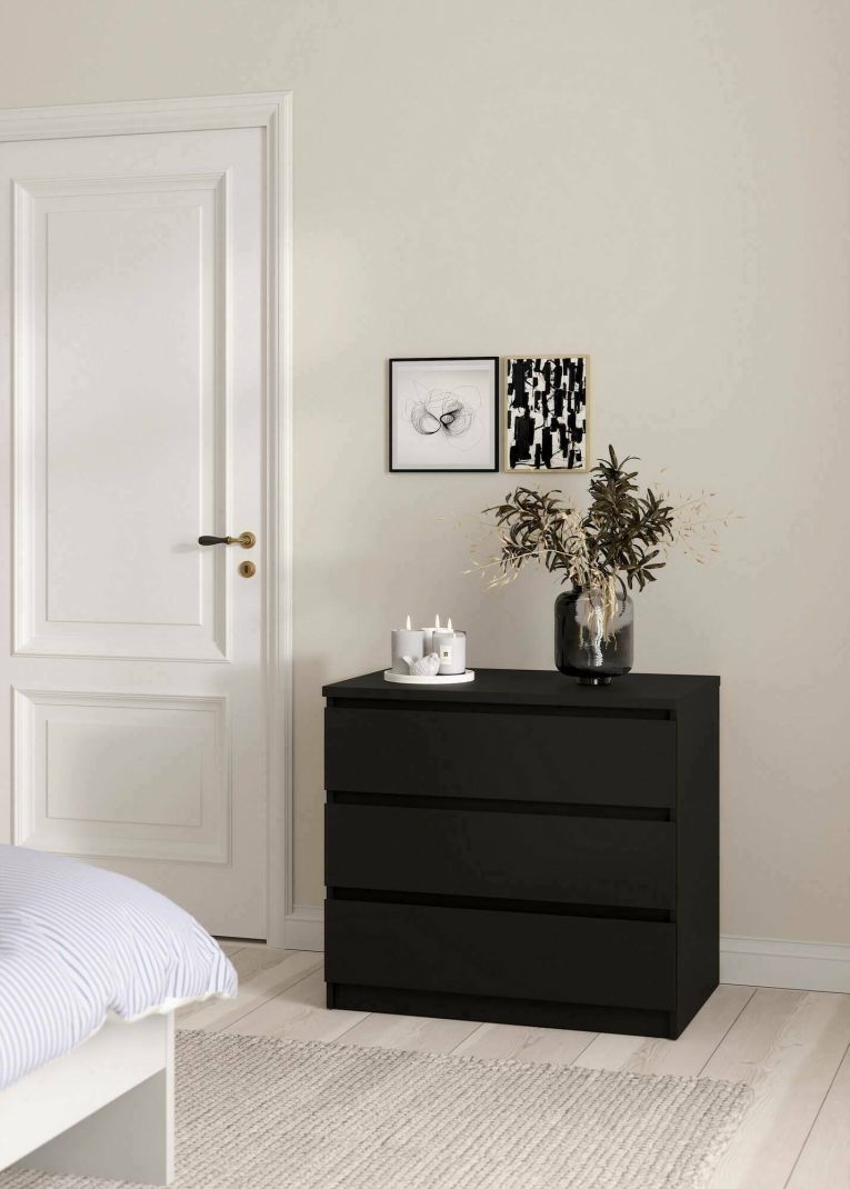 Cassettiera Aglae, Settimino multiuso, Comò camera da letto, Mobile con cassetti, 50x77 h70 cm, Nero