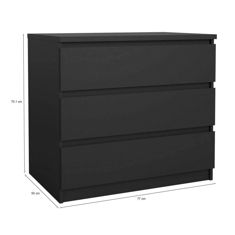 Cassettiera Aglae, Settimino multiuso, Comò camera da letto, Mobile con cassetti, 50x77 h70 cm, Nero