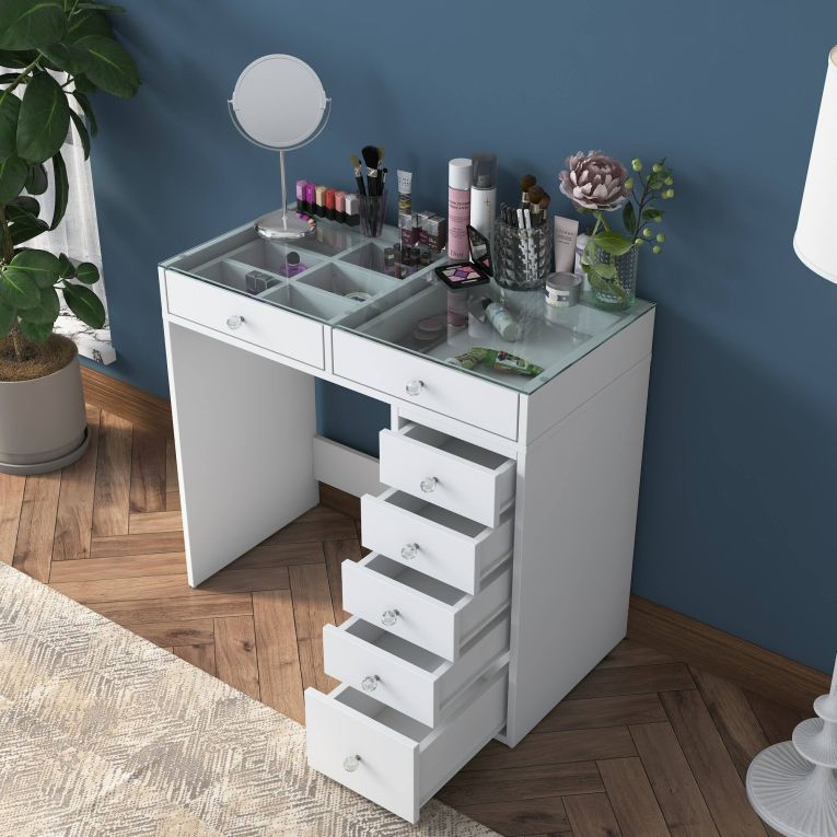 Cassettiera Aldhibah, Settimino multiuso, Comò camera da letto, Mobile con cassetti, 90x45 h80 cm, Bianco