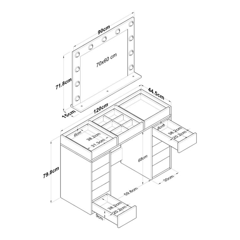 Cassettiera Alkarb, Settimino multiuso, Comò camera da letto, Mobile con cassetti, 120x45 h80 cm, Bianco