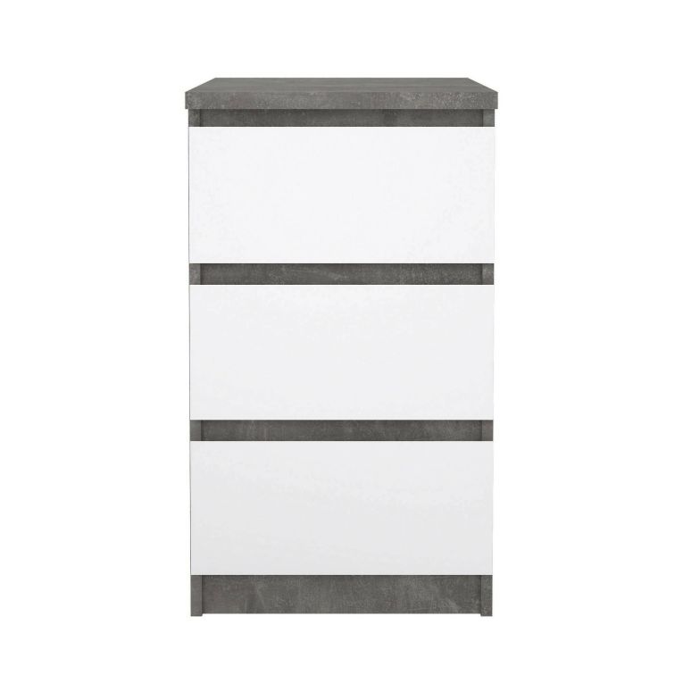 Cassettiera Ameline, Settimino multiuso, Comò camera da letto, Mobile con cassetti, 50x40 h70 cm, Cemento e Bianco