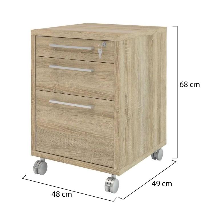 Cassettiera Apertura Scorrevole Chiusura Scorrevole 48.2x49.1x68.2h cm, Colore Ripiano Marrone - Lajatico