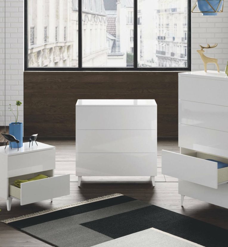 Cassettiera Baltimora, Settimanale a 3 cassetti, Mobile Comò per camera da letto, Comò moderno, 80x40h80 cm, Bianco