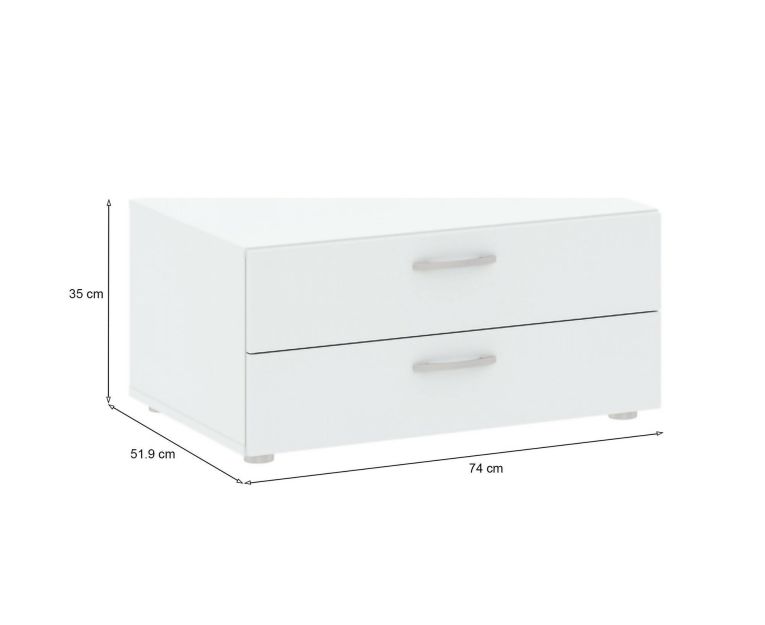 Cassettiera bassa bianca 74x35h cm - Piatto