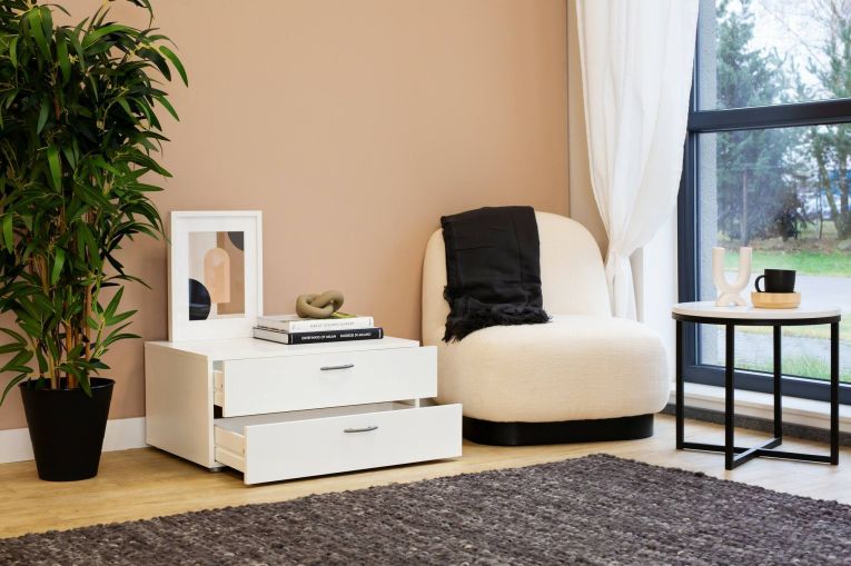 Cassettiera bassa bianca 74x35h cm - Piatto