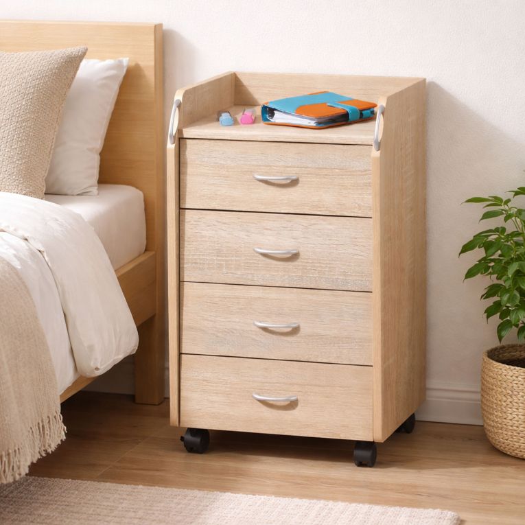 Cassettiera Beige 4 Cassetti Apertura Scorrevole 40x36x65h cm, Chiusura Scorrevole - Manco