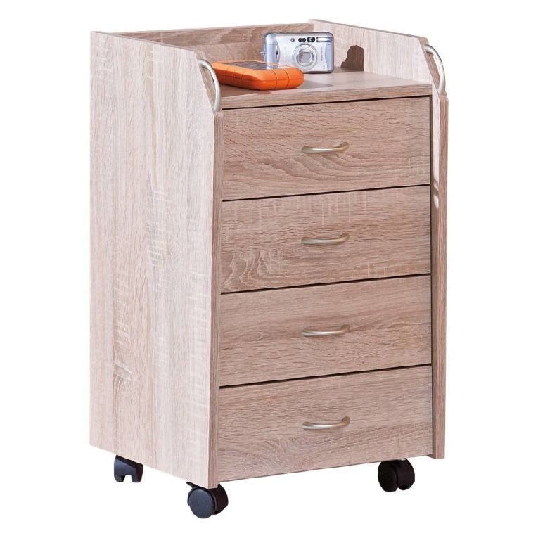 Cassettiera Beige 4 Cassetti Apertura Scorrevole 40x36x65h cm, Chiusura Scorrevole - Manco