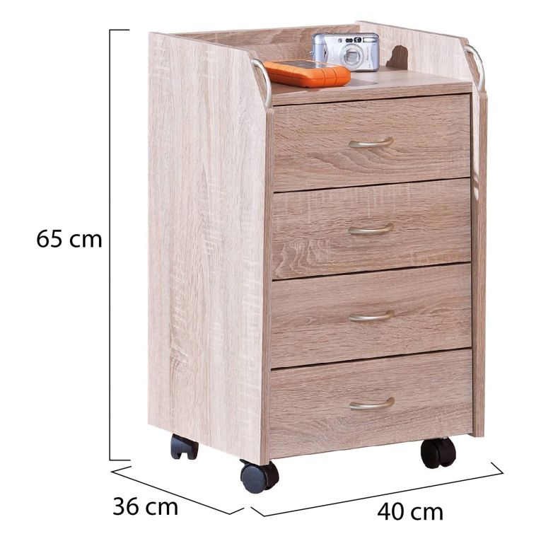 Cassettiera Beige 4 Cassetti Apertura Scorrevole 40x36x65h cm, Chiusura Scorrevole - Manco