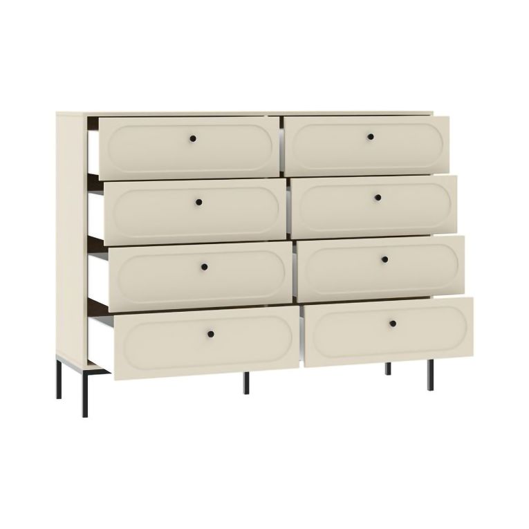 Cassettiera Beige Cashmere 4 Cassetti Apertura Scorrevole 150x40x116h cm, Chiusura Soft Close - Laniva