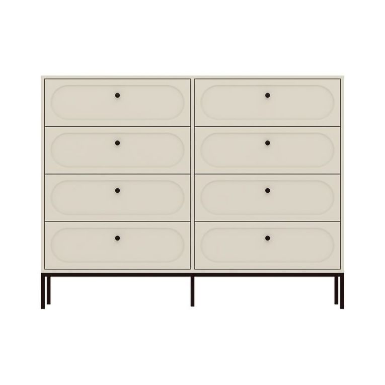 Cassettiera Beige Cashmere 4 Cassetti Apertura Scorrevole 150x40x116h cm, Chiusura Soft Close - Laniva