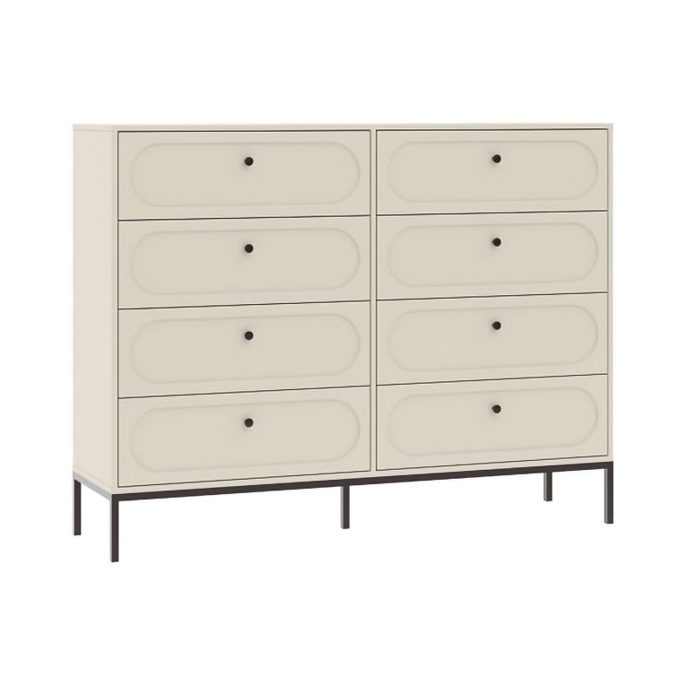 Cassettiera Beige Cashmere 4 Cassetti Apertura Scorrevole 150x40x116h cm, Chiusura Soft Close - Laniva