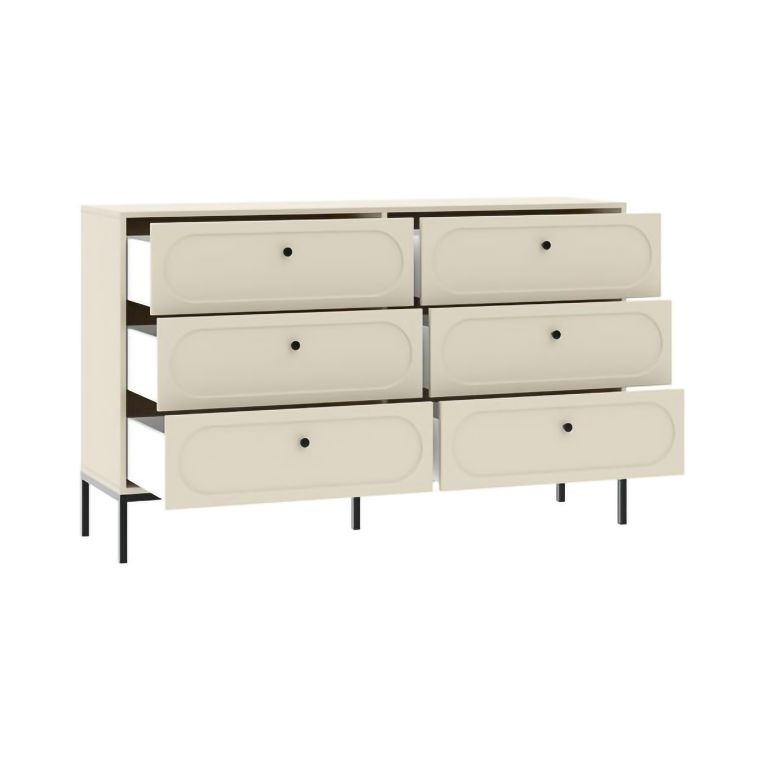 Cassettiera Beige Cashmere 4 Cassetti Apertura Scorrevole 150x40x92h cm, Chiusura Soft Close - Laniti