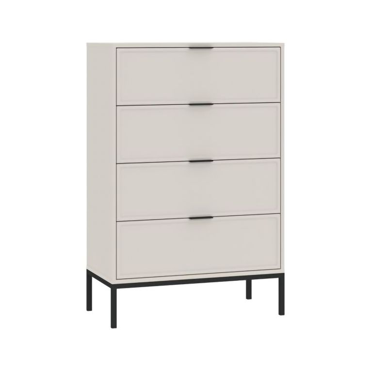 Cassettiera Beige Cashmere 4 Cassetti Apertura Scorrevole 76x40x116h cm, Chiusura Soft Close - Lalena