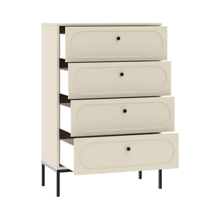 Cassettiera Beige Cashmere 4 Cassetti Apertura Scorrevole 76x40x116h cm, Chiusura Soft Close - Lanesaro