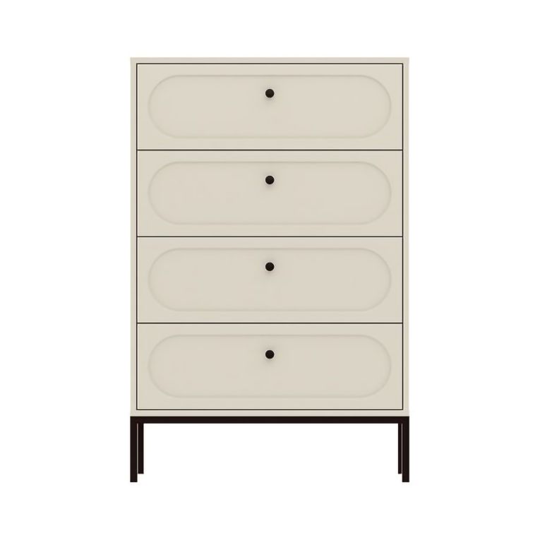Cassettiera Beige Cashmere 4 Cassetti Apertura Scorrevole 76x40x116h cm, Chiusura Soft Close - Lanesaro