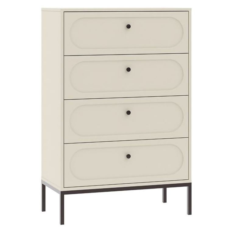 Cassettiera Beige Cashmere 4 Cassetti Apertura Scorrevole 76x40x116h cm, Chiusura Soft Close - Lanesaro