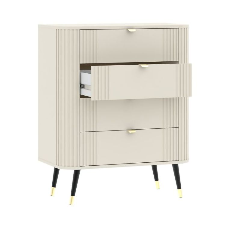 Cassettiera Beige Cashmere 4 Cassetti Apertura Scorrevole 78x40x98h cm, Chiusura Scorrevole - Lanoha