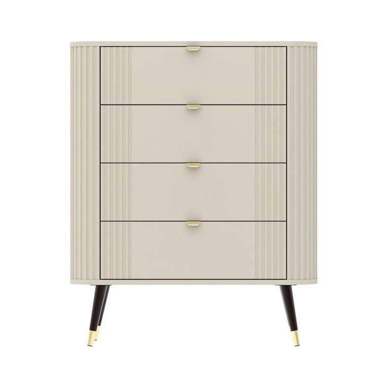 Cassettiera Beige Cashmere 4 Cassetti Apertura Scorrevole 78x40x98h cm, Chiusura Scorrevole - Lanoha