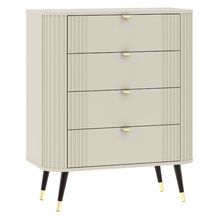 Cassettiera Beige Cashmere 4 Cassetti Apertura Scorrevole 78x40x98h cm, Chiusura Scorrevole - Lanoha