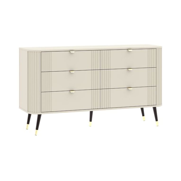 Cassettiera Beige Cashmere 6 Cassetti Apertura Scorrevole 138x40x80h cm, Chiusura Scorrevole - Lanola