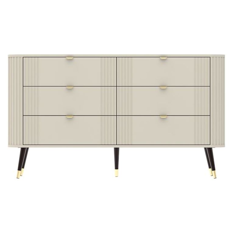 Cassettiera Beige Cashmere 6 Cassetti Apertura Scorrevole 138x40x80h cm, Chiusura Scorrevole - Lanola