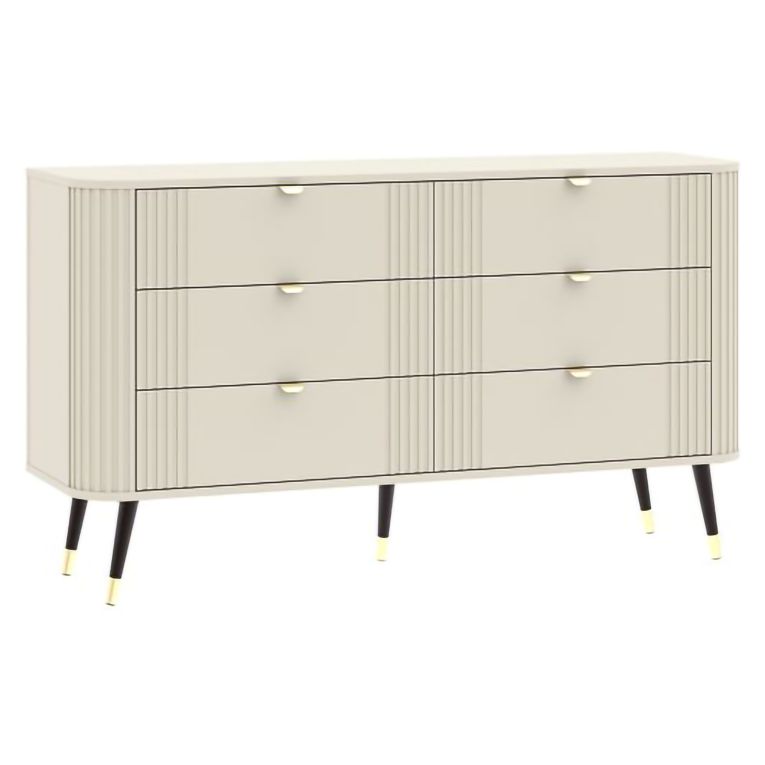 Cassettiera Beige Cashmere 6 Cassetti Apertura Scorrevole 138x40x80h cm, Chiusura Scorrevole - Lanola