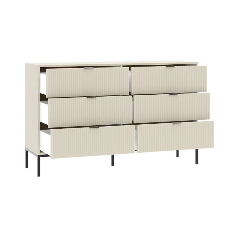 Cassettiera Beige Cashmere 6 Cassetti Apertura Scorrevole 150x40x92h cm, Chiusura Soft Close - Lalifa