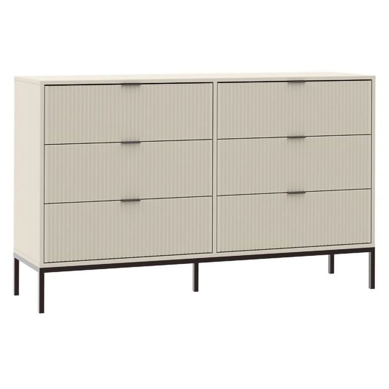 Cassettiera Beige Cashmere 6 Cassetti Apertura Scorrevole 150x40x92h cm, Chiusura Soft Close - Lalifa