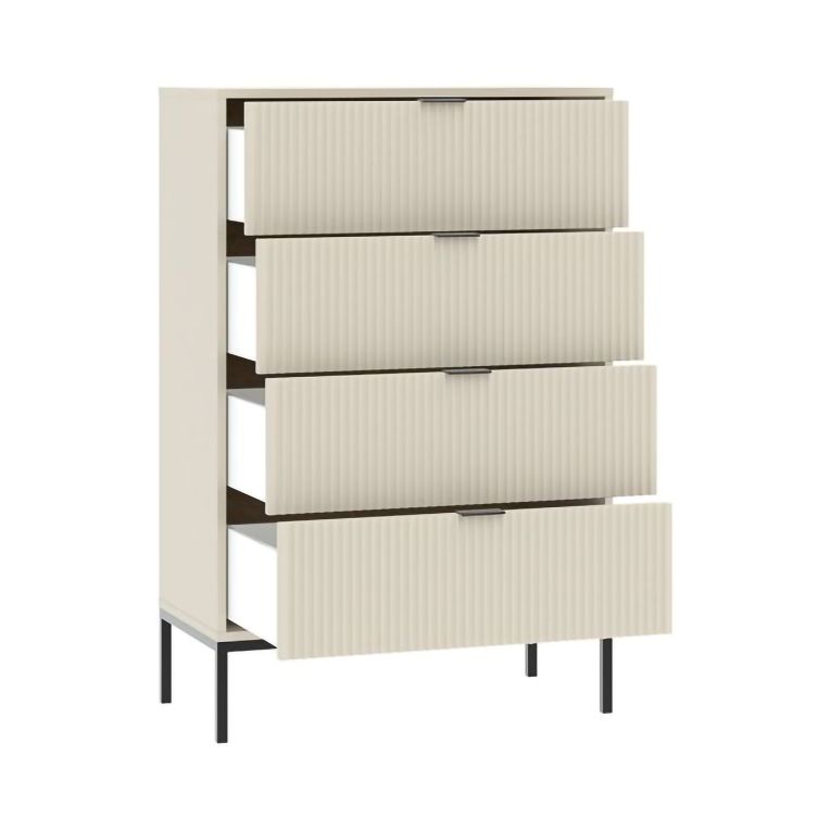 Cassettiera Beige Cashmere 6 Cassetti Apertura Scorrevole 76x40x116h cm, Chiusura Soft Close - Laleriba