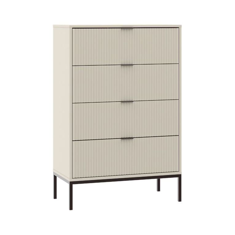 Cassettiera Beige Cashmere 6 Cassetti Apertura Scorrevole 76x40x116h cm, Chiusura Soft Close - Laleriba
