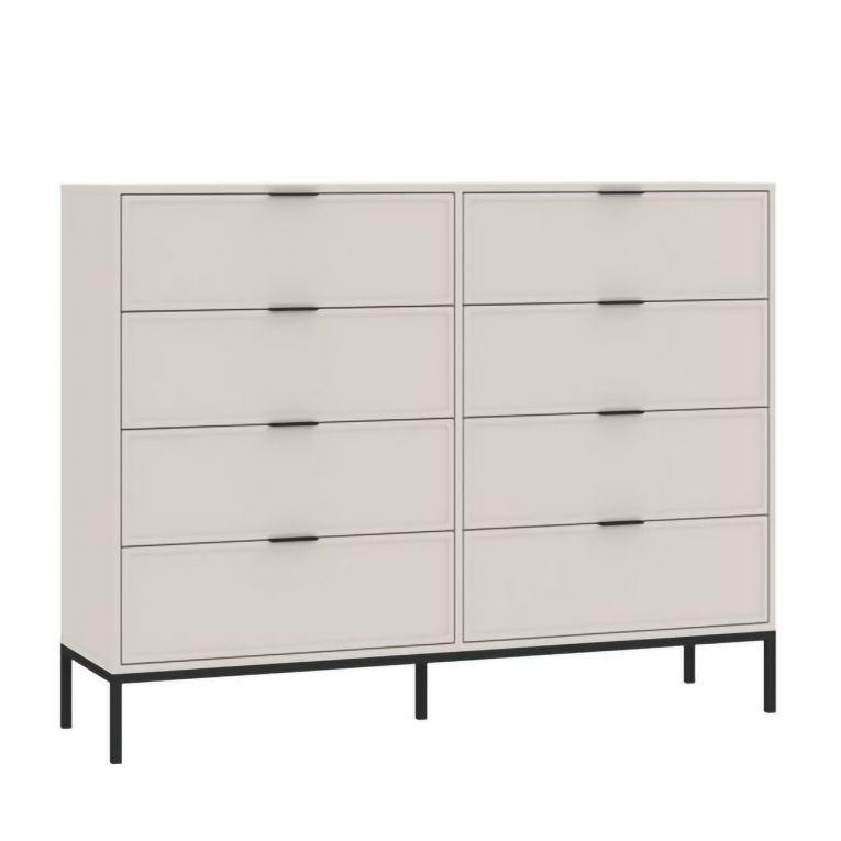 Cassettiera Beige Cashmere 8 Cassetti Apertura Scorrevole 150x40x116h cm, Chiusura Soft Close - Lamepa