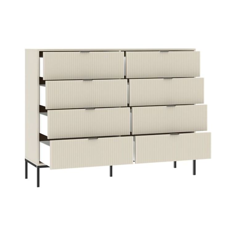 Cassettiera Beige Cashmere 8 Cassetti Apertura Scorrevole 150x40x116h cm, Chiusura Soft Close - Lamila