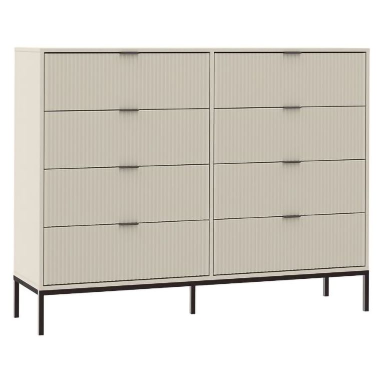 Cassettiera Beige Cashmere 8 Cassetti Apertura Scorrevole 150x40x116h cm, Chiusura Soft Close - Lamila