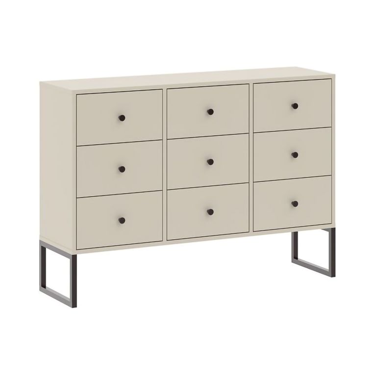 Cassettiera Beige Cashmere 9 Cassetti Apertura Scorrevole 115x33x82h cm, Chiusura Scorrevole - Lalasa
