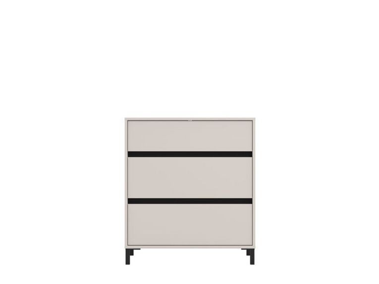 Cassettiera Beige Nero 3 Cassetti Apertura Scorrevole 80x40x90h cm, Chiusura Scorrevole - Mapello