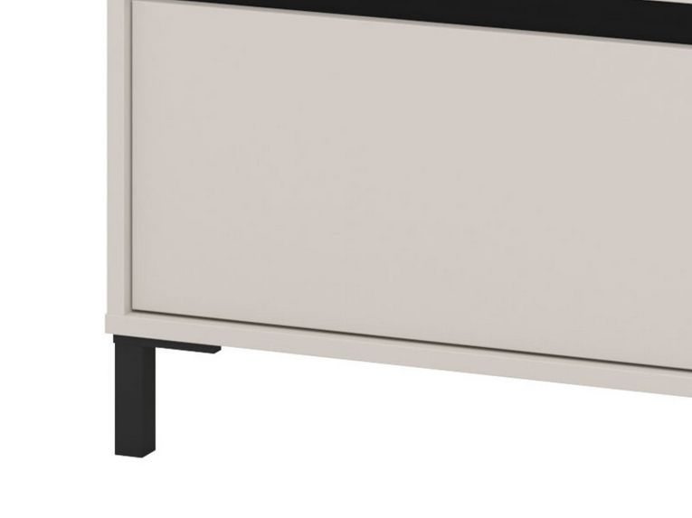 Cassettiera Beige Nero 3 Cassetti Apertura Scorrevole 80x40x90h cm, Chiusura Scorrevole - Mapello