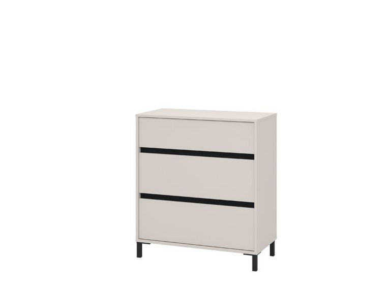 Cassettiera Beige Nero 3 Cassetti Apertura Scorrevole 80x40x90h cm, Chiusura Scorrevole - Mapello