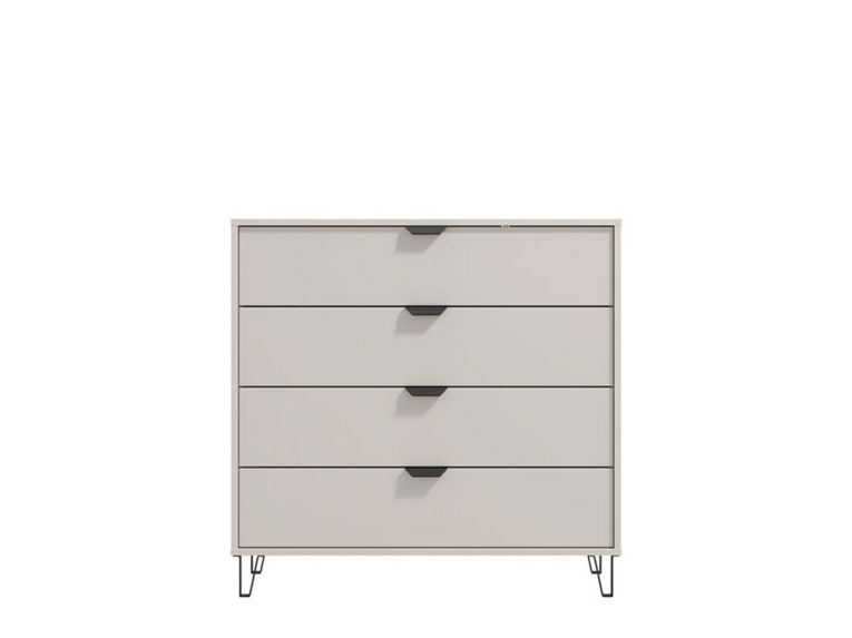 Cassettiera Beige Nero 4 Cassetti Apertura Scorrevole 93x40x90.5h cm, Chiusura Scorrevole - Tornata
