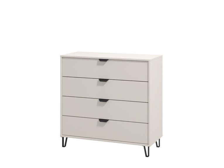 Cassettiera Beige Nero 4 Cassetti Apertura Scorrevole 93x40x90.5h cm, Chiusura Scorrevole - Tornata
