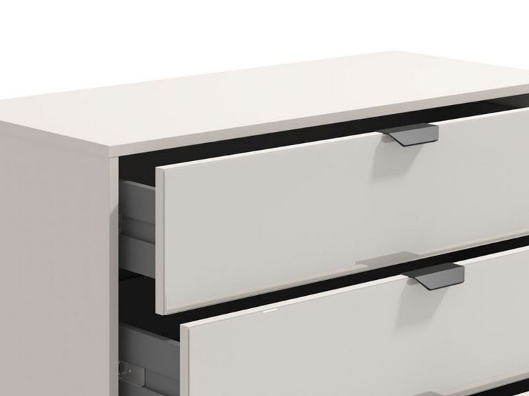 Cassettiera Beige Nero 4 Cassetti Apertura Scorrevole 93x40x90.5h cm, Chiusura Scorrevole - Tornata