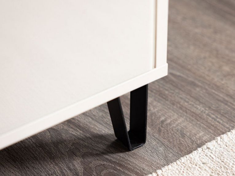 Cassettiera Beige Nero 4 Cassetti Apertura Scorrevole 93x40x90.5h cm, Chiusura Scorrevole - Tornata