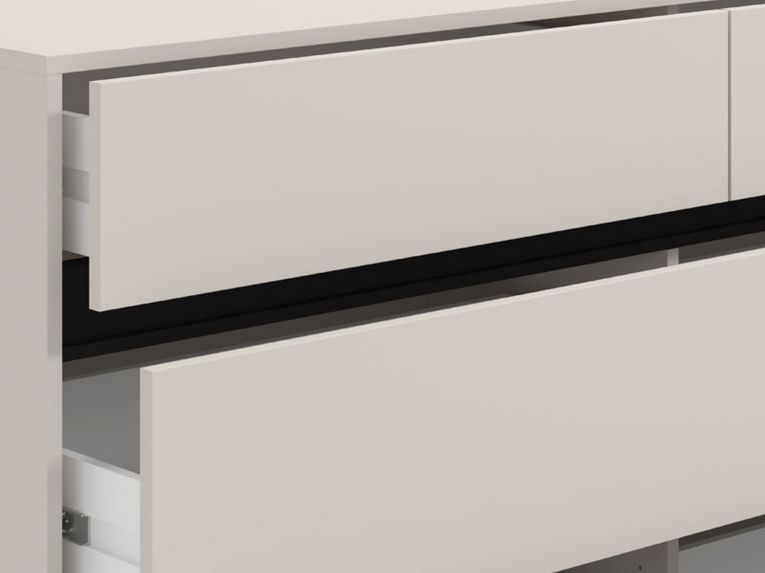 Cassettiera Beige Nero 6 Cassetti Apertura Scorrevole 157x40x90h cm, Chiusura Scorrevole - Mapello