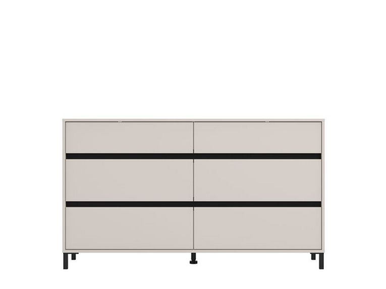Cassettiera Beige Nero 6 Cassetti Apertura Scorrevole 157x40x90h cm, Chiusura Scorrevole - Mapello