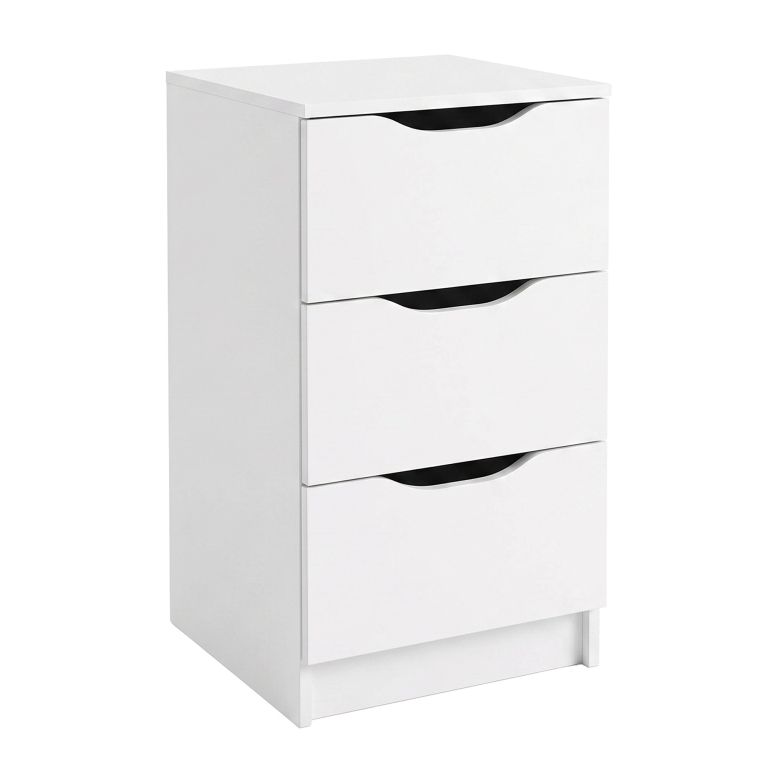 Cassettiera Bianco 3 Cassetti Apertura Scorrevole 71x40x40h cm, Chiusura Scorrevole - Ponte