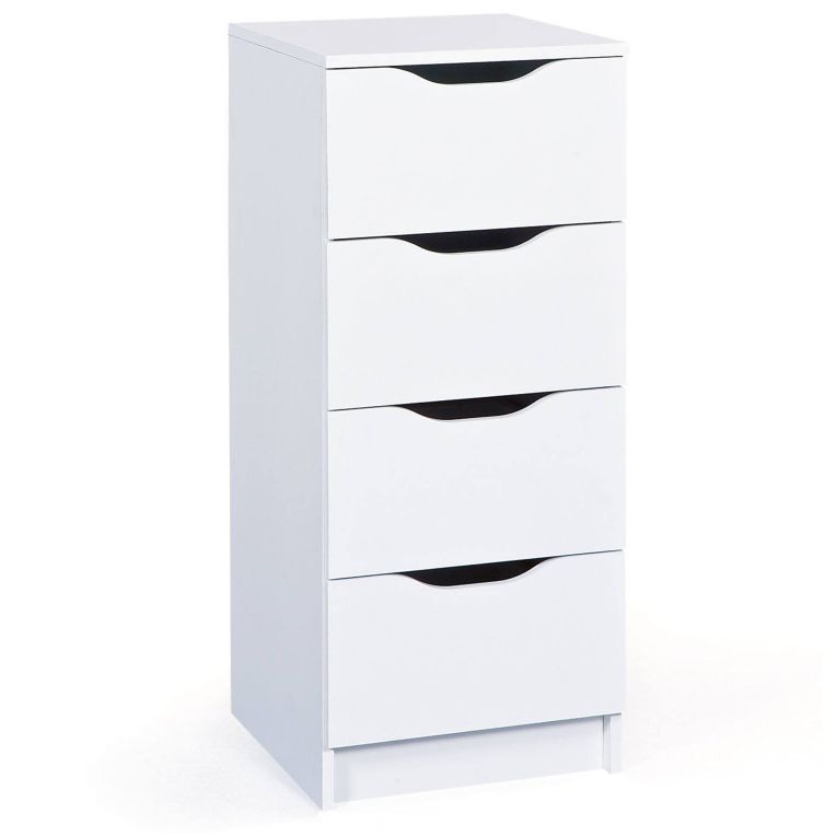 Cassettiera Bianco 4 Cassetti Apertura Scorrevole 40x40x92h cm, Chiusura Scorrevole - Sarroch